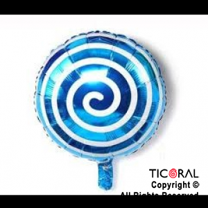 GLOBO MYLAR REDONDO 18  ESPIRAL AZUL ENVASADO HS7958-G-6  X 1 X ( 5 )